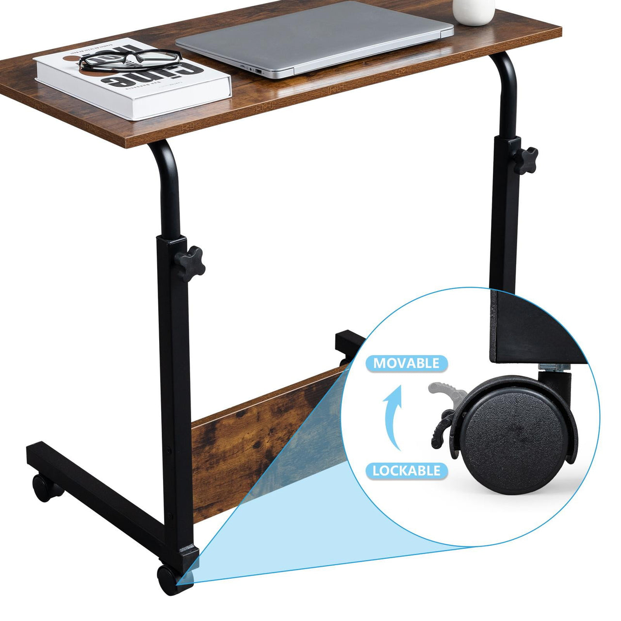 Zimtown Side Table Rolling Computer Desk Stand Coffee Sofa End Cart Laptop PC Tray Home