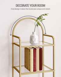 4 Tier Bookcase Bookshelf, Tempered Glass Bookshelves, Slim Shelving Unit for Bedroom, Bathroom