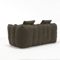 2 Seater Fluffy Bean Bag Chair with High Resilience Foam Core, Comfortable Lazy Sofa For Living Room, Dining Room, Bedroom, Square Recliner Sofa for Adults to Gaming, Reading, Watching TV, Olive Green