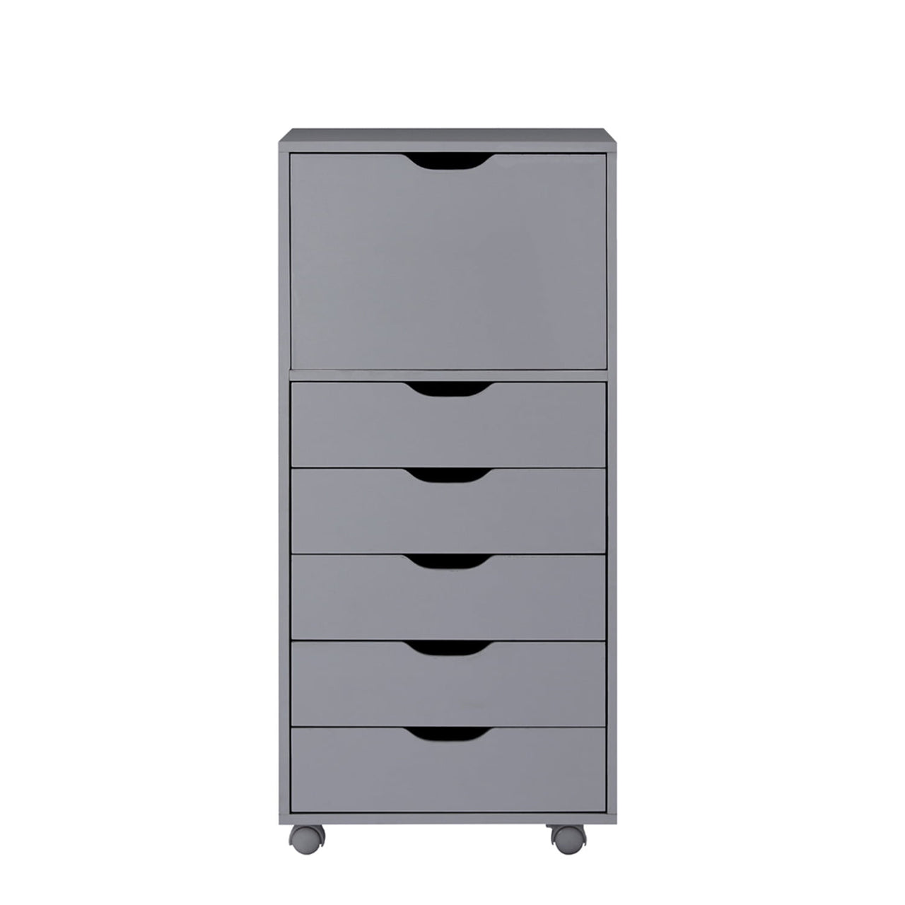 6 Drawer Dresser, Tall Dressers for Bedroom, Kids Dresser with Wheels, Storage Shelves with Drawers, Small Dresser for Closet, Makeup Dresser with 180 lbs Capacity - Grey