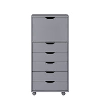 6 Drawer Dresser, Tall Dressers for Bedroom, Kids Dresser with Wheels, Storage Shelves with Drawers, Small Dresser for Closet, Makeup Dresser with 180 lbs Capacity - Grey