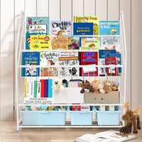 aboxoo Metal Kids Bookshelf Freestanding Bookcase for Children Room 32 in Toy Organizer Large Modern Minimalist White Stable Metel Bookstore Bedroom, Living, Library Book Unit Storage