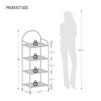 4 Tier Bookcase Bookshelf, Tempered Glass Bookshelves, Slim Shelving Unit for Bedroom, Bathroom