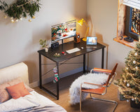 48 inch Large Computer Desk, Study Writing Table for Large Spaces, Simple Home Office Desks with Headphone Hooks, Black