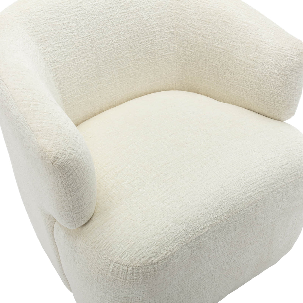 30" Wide Chenille Upholstered Swivel Accent Chair Boucle Swivel Barrel Chair