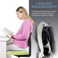 Yoyomax Computer Chair, Armless Ergonomic Desk Chair, Adjustable Swivel Small Office Chair with Lumbar Support and Wheels for Small Spaces, Green