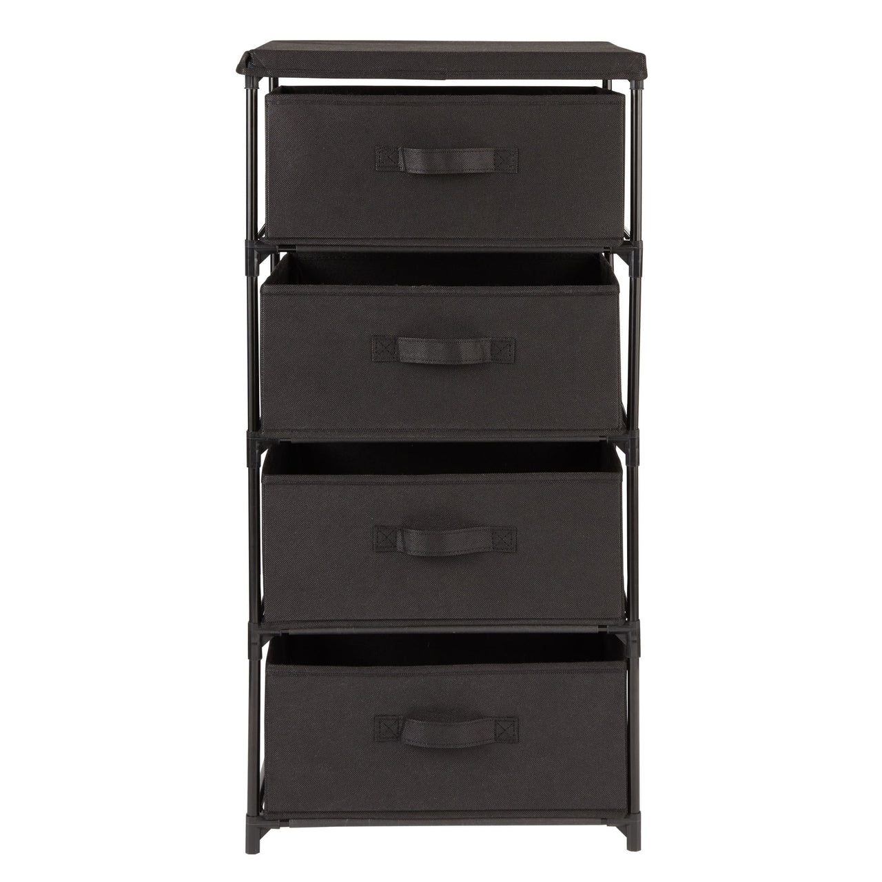 4-Tier Tall Closet Dresser with Drawers - Clothes Organizer and Small Fabric Storage for Bedroom (Black)