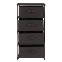 4-Tier Tall Closet Dresser with Drawers - Clothes Organizer and Small Fabric Storage for Bedroom (Black)