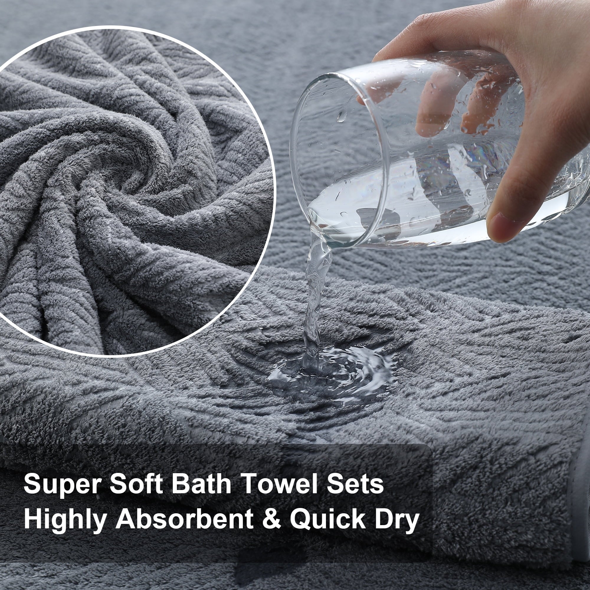 Green Essen 4 Pack Oversized Bath Towel Sets 700 GSM Soft Shower Towels 35 x 70 Inches Quick Dry Bath Sheets Highly Absorbent Bath Towel Clearance for Bathroom Spa Hotel Gym(Dark Grey)
