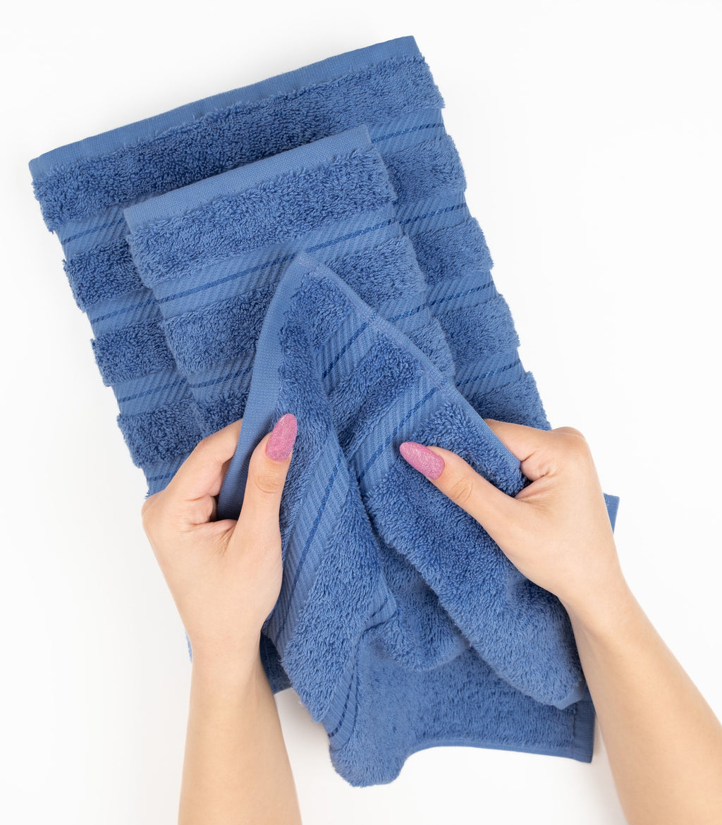 American Soft Linen Turkish 6 Piece Towel Set, 100% Cotton Premium Soft Bathroom Towels, Electric Blue