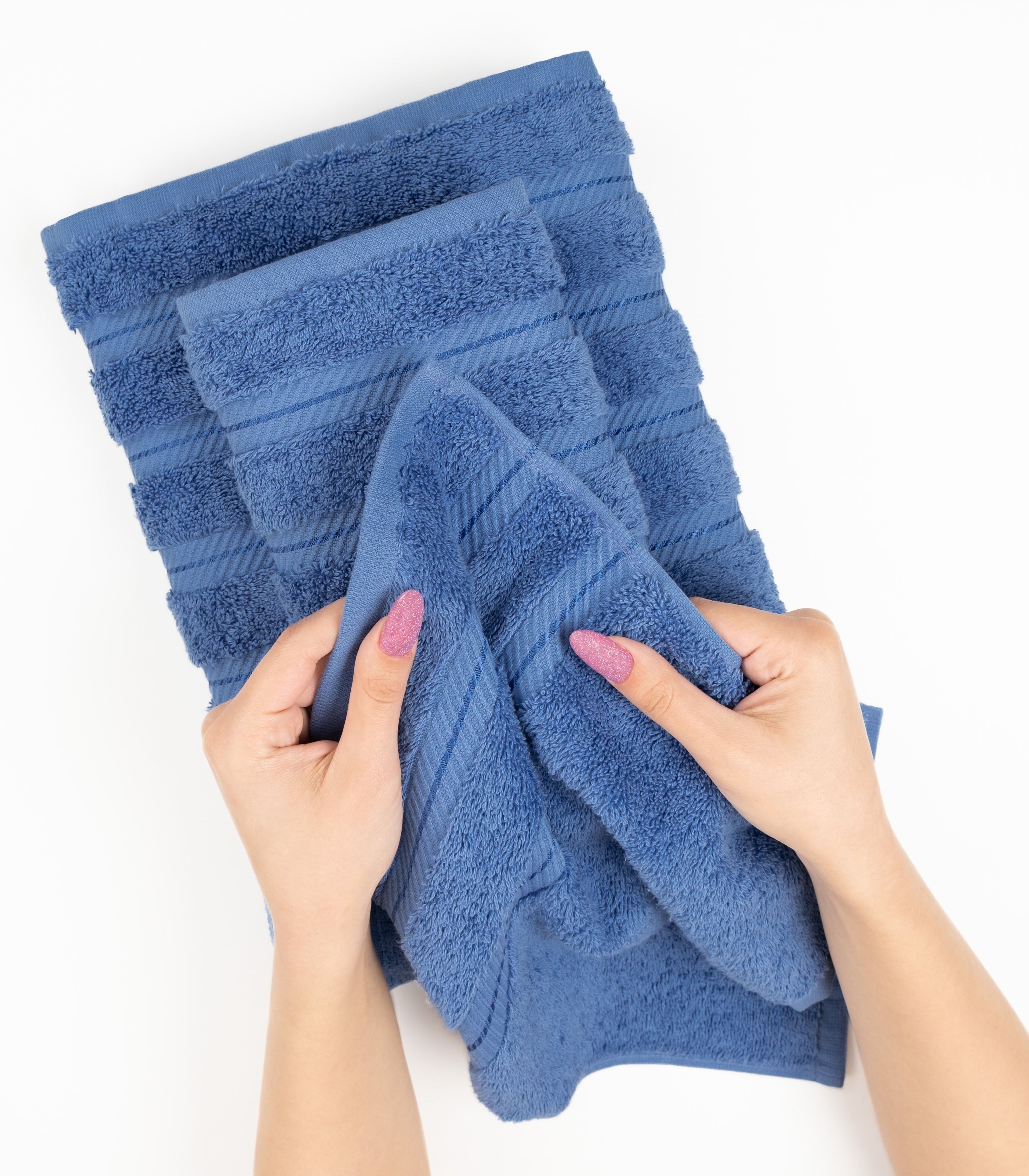 American Soft Linen Turkish 6 Piece Towel Set, 100% Cotton Premium Soft Bathroom Towels, Electric Blue