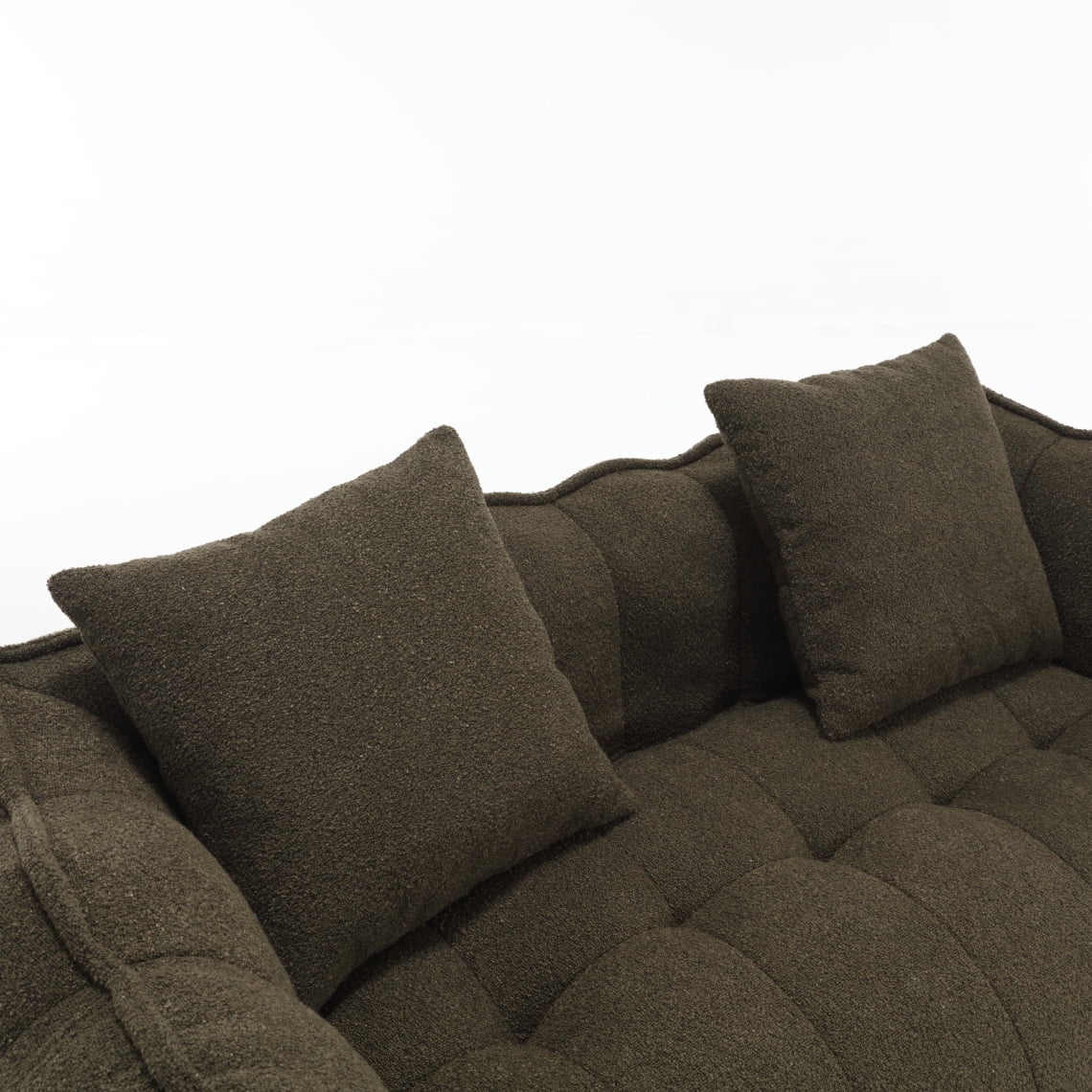 2 Seater Fluffy Bean Bag Chair with High Resilience Foam Core, Comfortable Lazy Sofa For Living Room, Dining Room, Bedroom, Square Recliner Sofa for Adults to Gaming, Reading, Watching TV, Olive Green