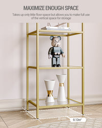 4 Tier Bookcase Bookshelf, Tempered Glass Bookshelves, Slim Shelving Unit for Bedroom, Bathroom