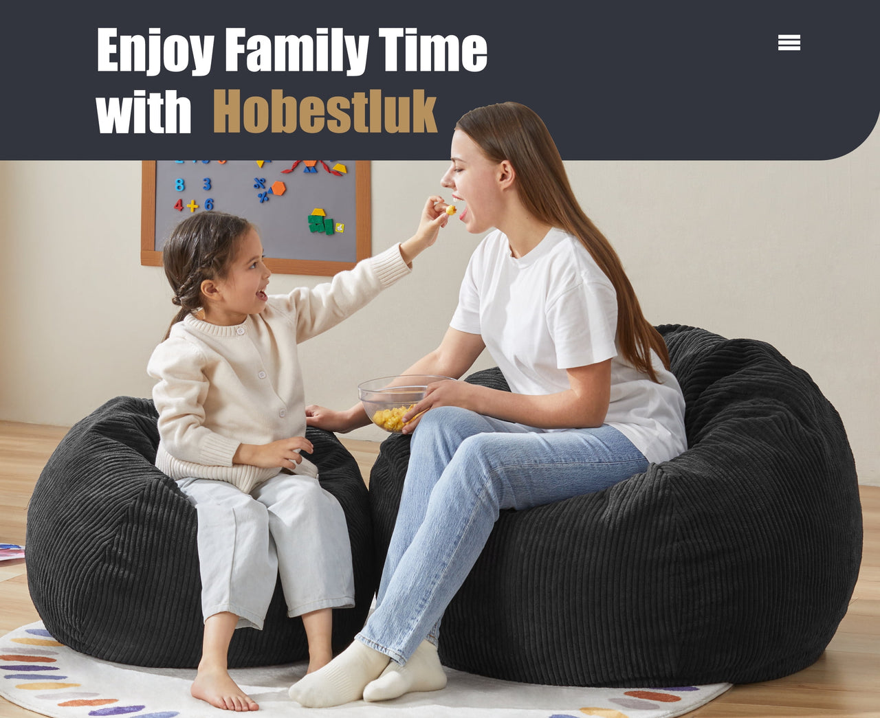 3.5FT Bean Bag Chair Adult Bean Bag Chair Large Bean Bag Chair with Filler Included Teardrop Bean Bag Chair with Removable Cover for Bedroom Living Room - (Large, Black)