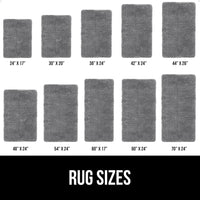 GORILLA GRIP Chenille Bath Rug 24x17, Rubber Backing Quick Dry Washable Microfiber Mats, Grey